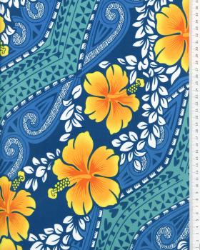 MIAMO Polynesian fabric Turquoise Blue - Tissushop